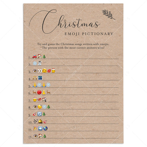 Kraft Christmas Game Emoji Pictionary Printable | Instant Download ...