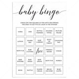 Prefilled baby bingo cards instant download by LittleSizzle