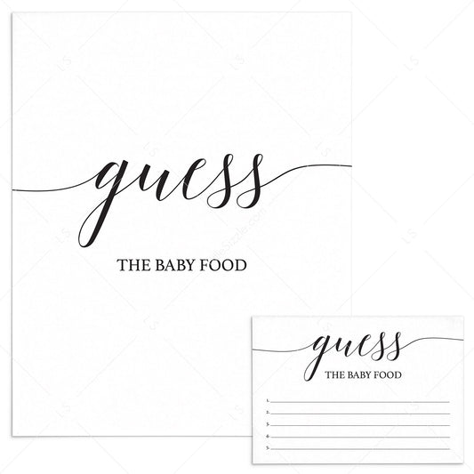 Baby Food Simple Baby Shower Game with Table Sign and Cards by LittleSizzle
