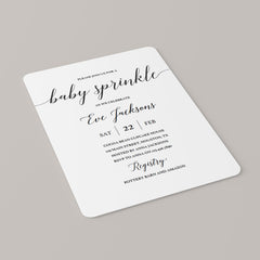 Simple Baby Sprinkle Invitation Template with Calligraphy Font