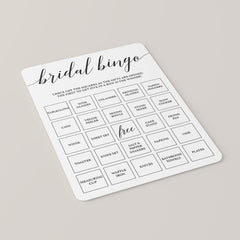 Elegant bridal bingo cards with calligraphy font by LittleSizzle