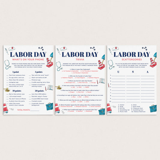 3 Labor Day Party Games Printable by LittleSizzle