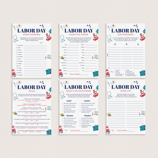 Printable US Labor Day Games for Family by LittleSizzle
