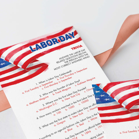 Labor Day Trivia Quiz Printable with Answers | Instant Download ...