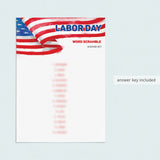 Labor Day Word Scramble Game Printable