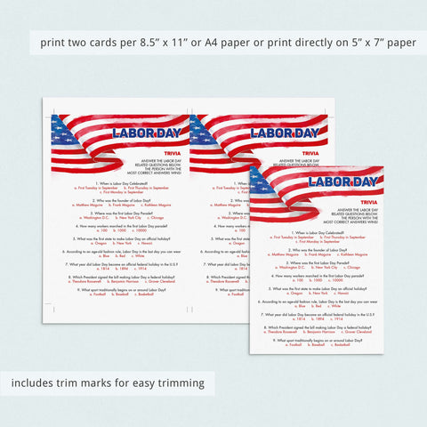 Labor Day Trivia Quiz Printable with Answers | Instant Download ...