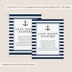 Midnight Diapers Game for Nautical Shower Printable