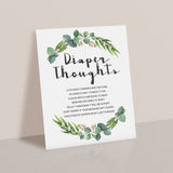 Diaper Thoughts Sign Template with Greenery Wreath