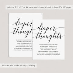 Baby shower table sign for diaper thoughts activity by LittleSizzle