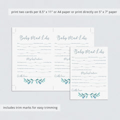 Complete Baby Shower Games Pack Winter Themed Printables