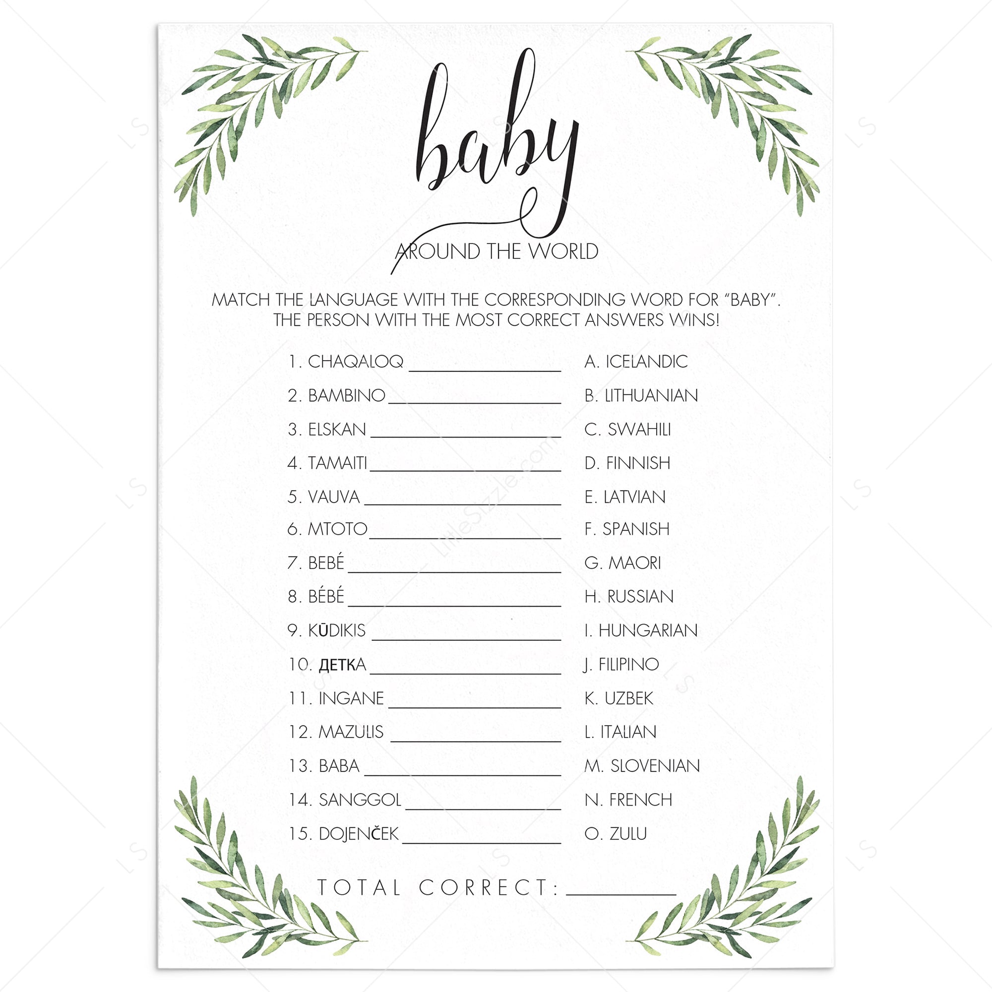 Travel Baby Shower Game Around The World Printable by LittleSizzle