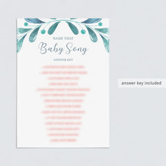 Watercolor Blue Baby Shower Game Guess The Song