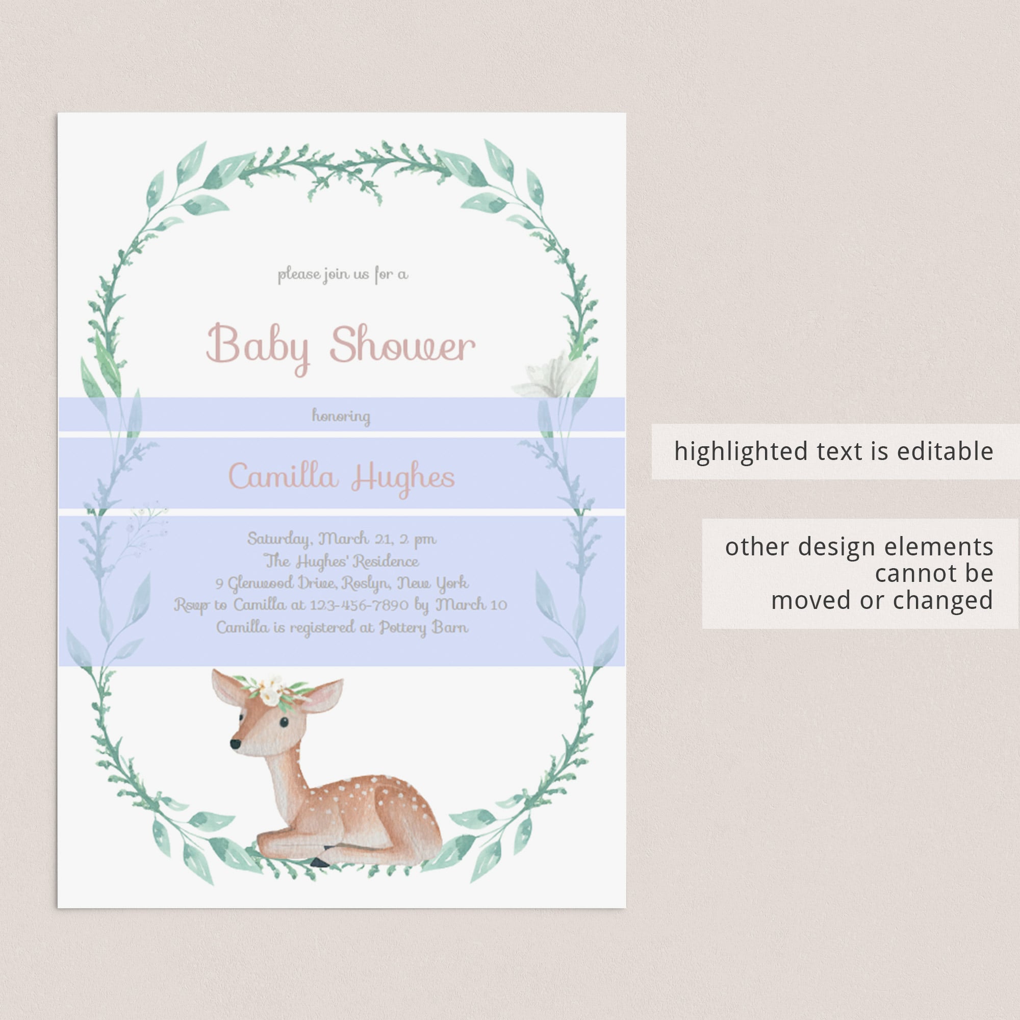 Editable boho chic invitation for baby shower party by LittleSizzle