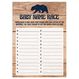 Rustic baby shower name game with little cub by LittleSizzle