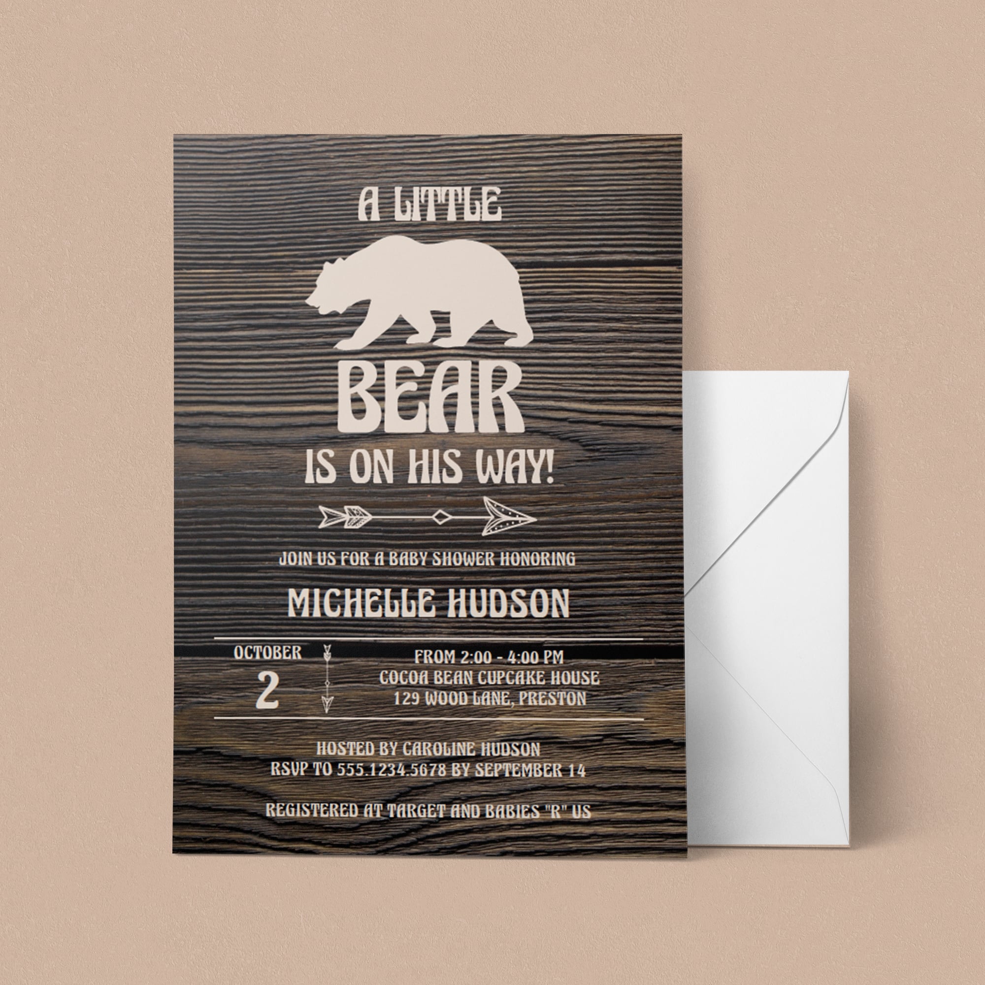 Printable invitation for bear themed baby shower by LittleSizzle