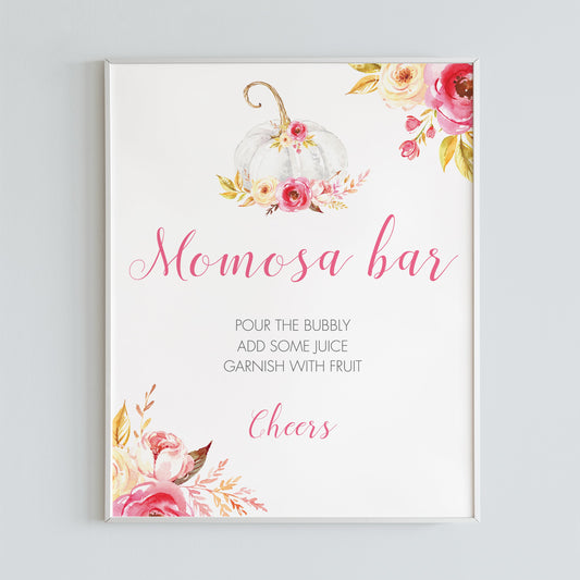 Sweet pumpkin baby shower momosa bar sign printable by LittleSizzle