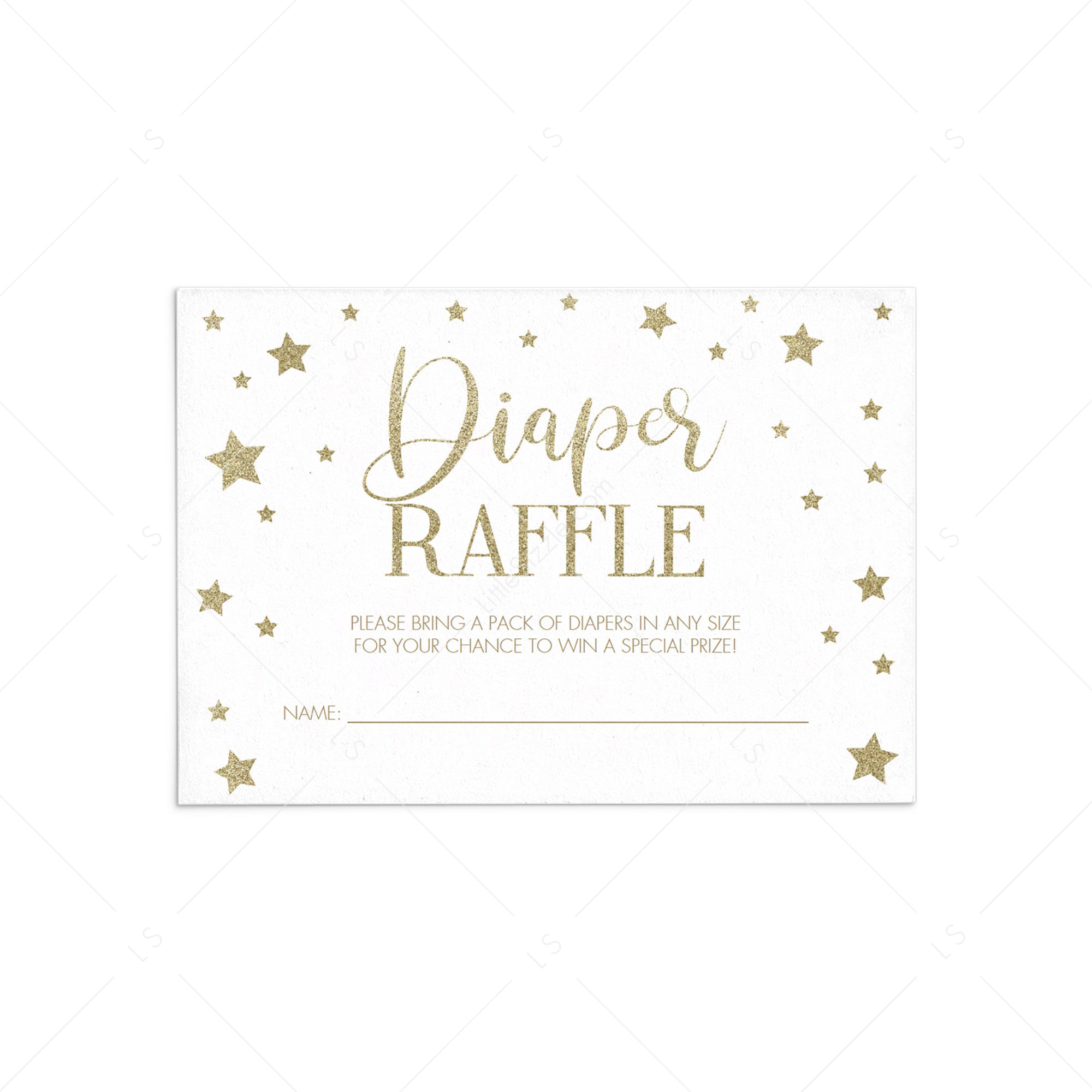 Diaper raffle cards with gold stars printable by LittleSizzle