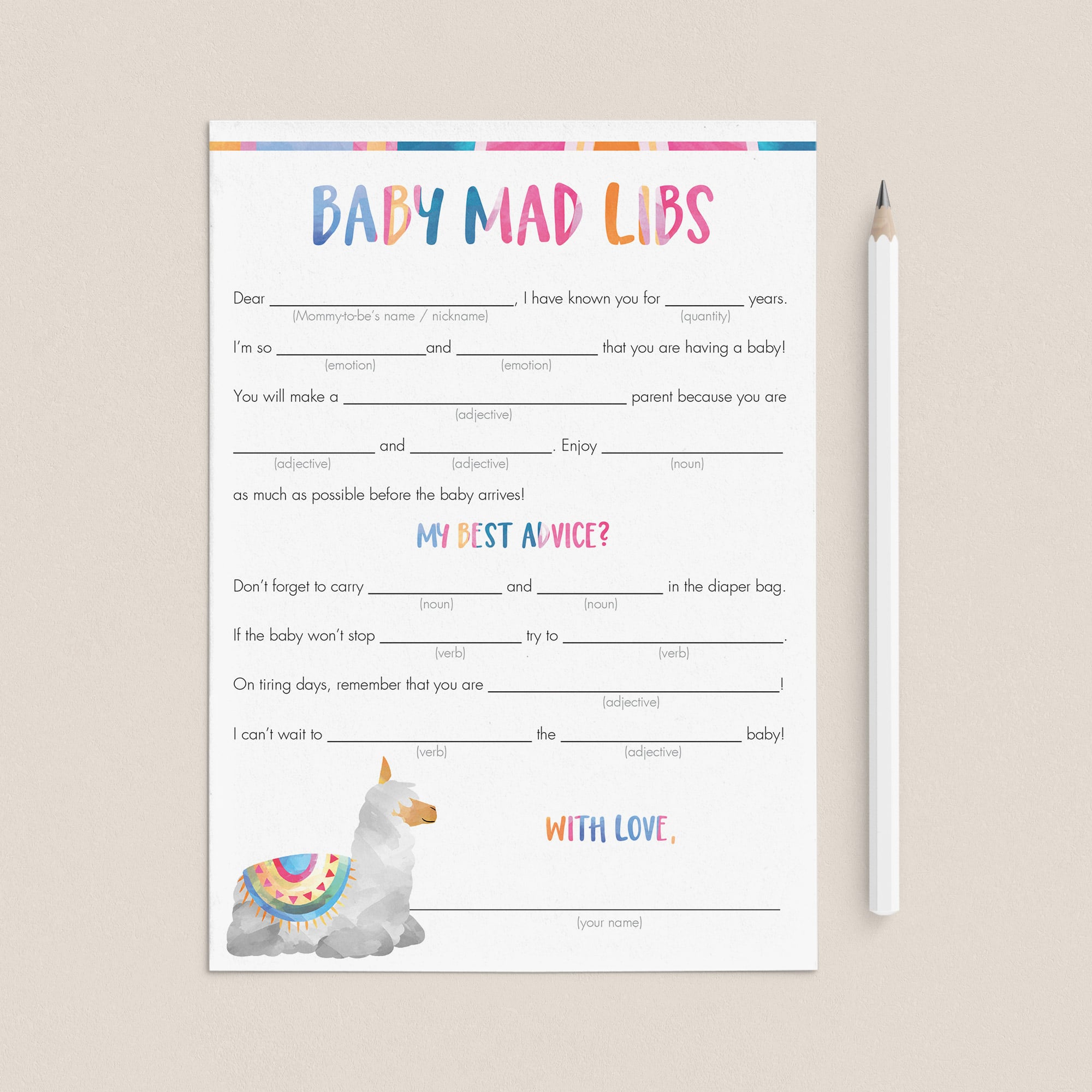 Funny baby shower advice cards by LittleSizzle