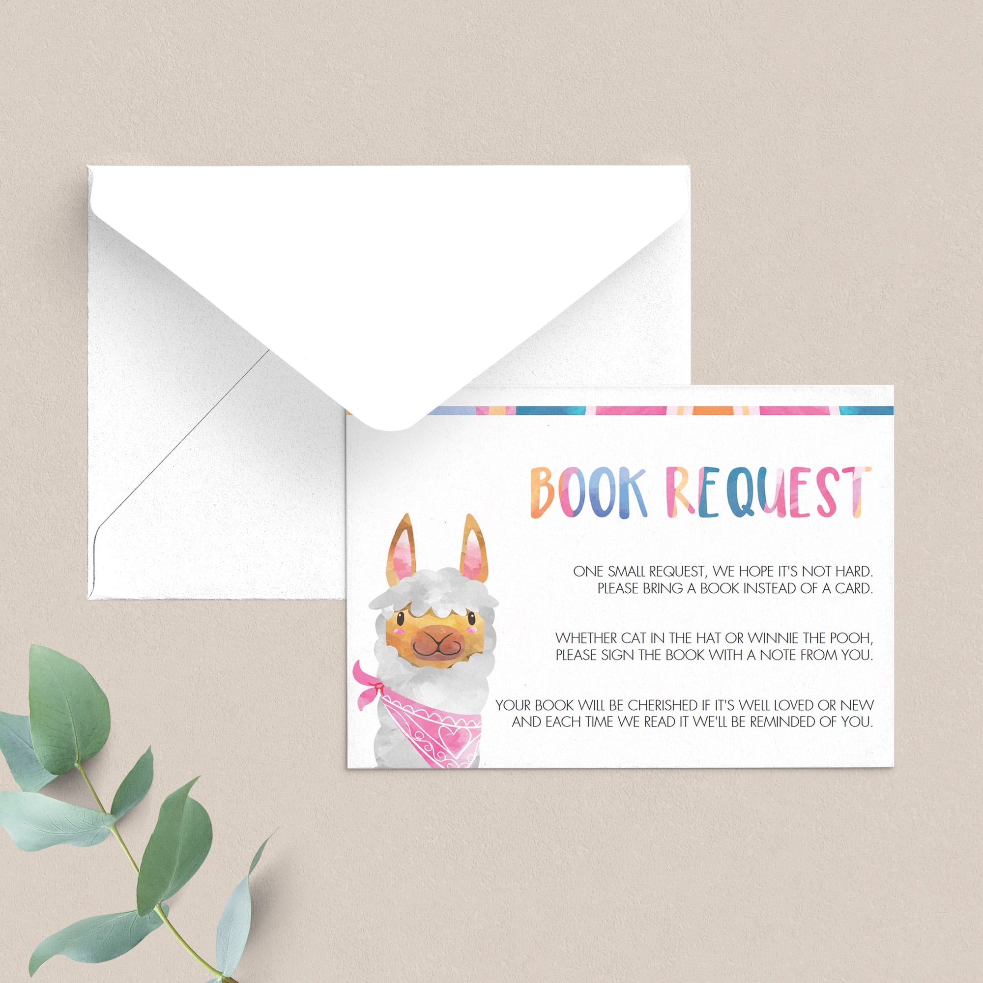 Book request baby shower cards llama theme by LittleSizzle