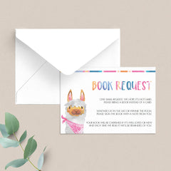 Book request baby shower cards llama theme by LittleSizzle