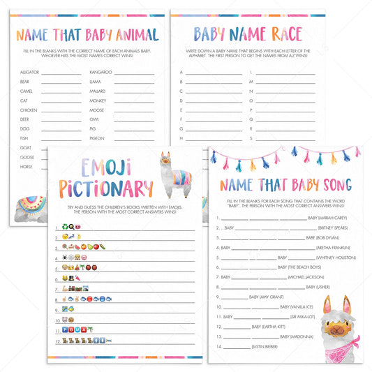 Llama Baby Shower Games Bundle Instant Download by LittleSizzle