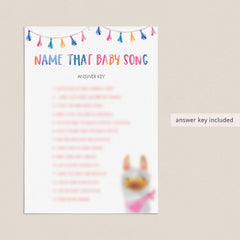 Name that baby song game answers printable by LittleSizzle