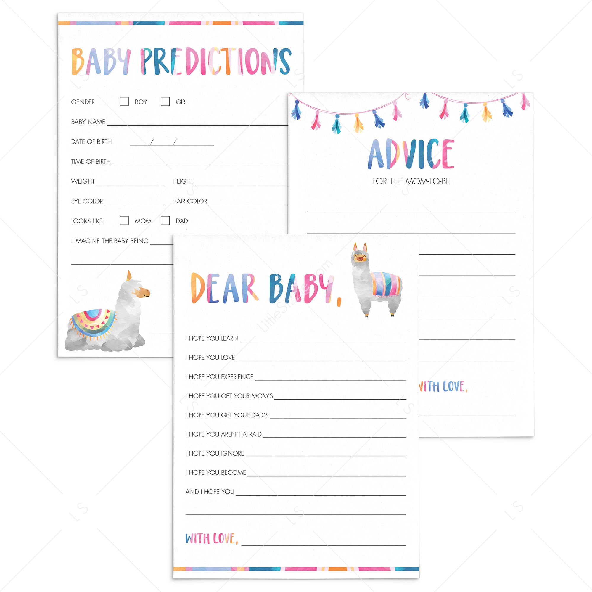 Llama mama baby shower games pack printable by LittleSizzle