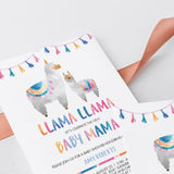 Watercolor baby and mama llama invitation for baby party by LittleSizzle