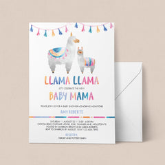 Watercolor mama llama baby shower invite by LittleSizzle