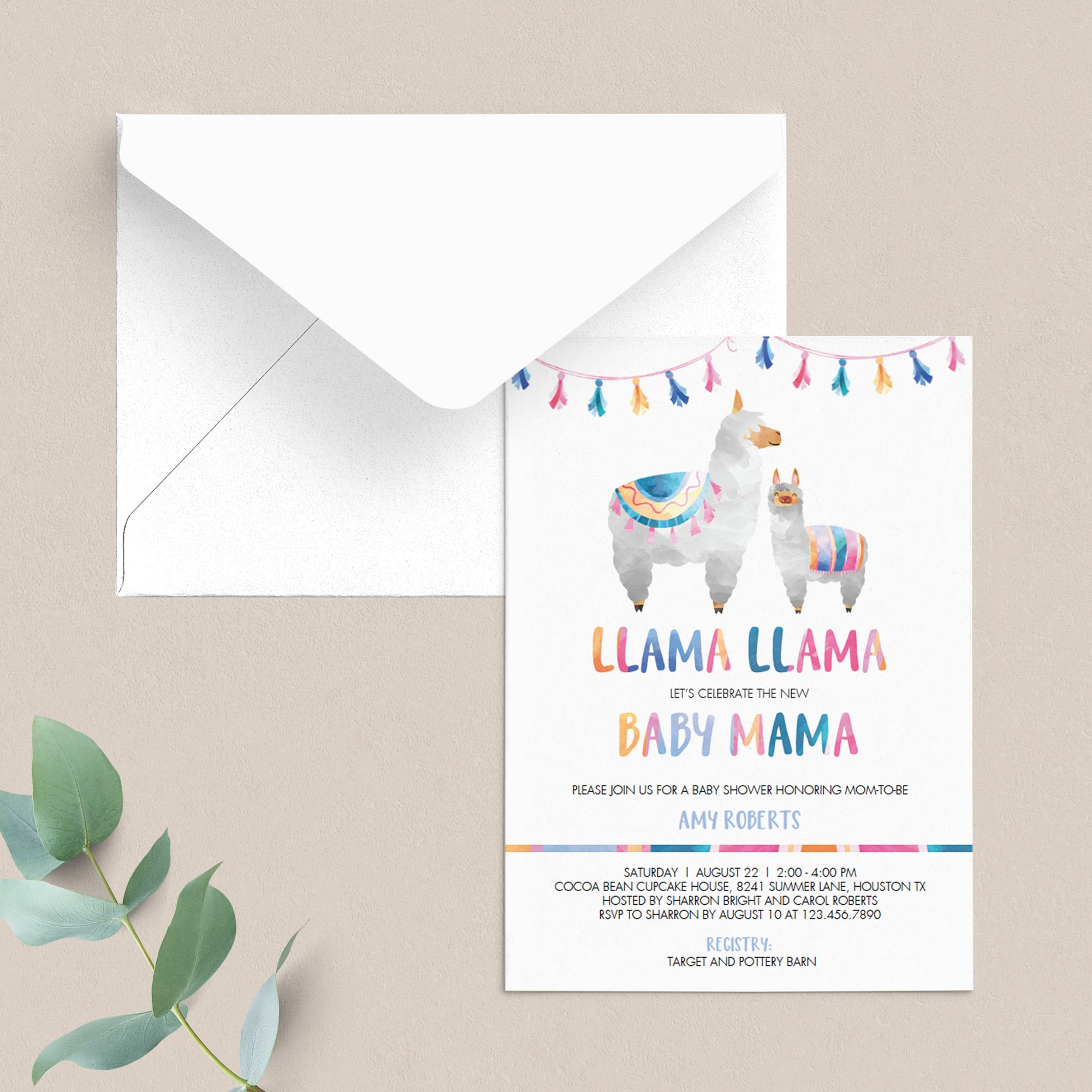 Llama mama baby shower invitation template by LittleSizzle