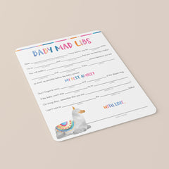Llama mama baby shower mad libs game by LittleSizzle