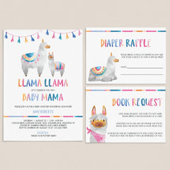 Llama Mama Baby shower invitation set templates by LittleSizzle