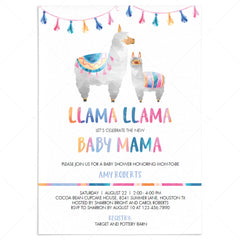 llama baby shower invitation template baby mama by LittleSizzle