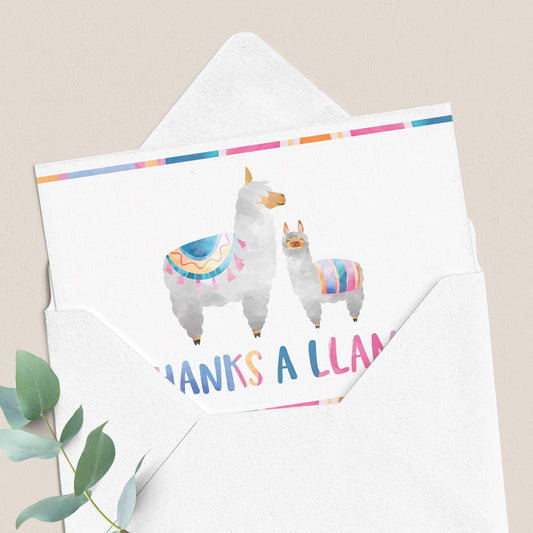 Thanks A Llama Thank You Cards Printable by LittleSizzle