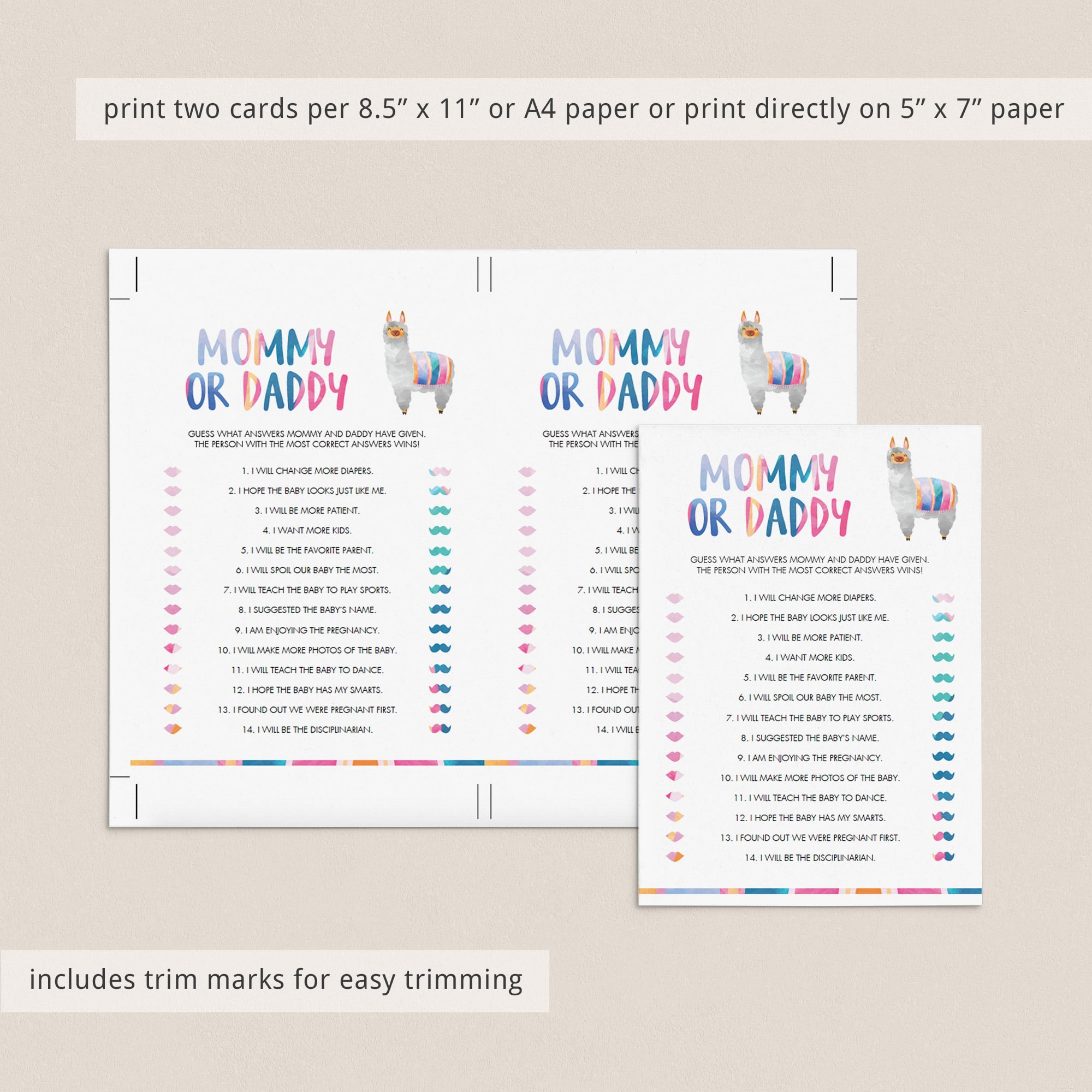 Guess who baby shower quiz printable by LittleSizzle