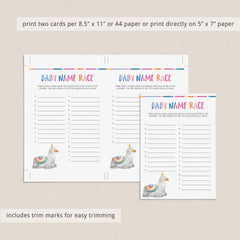 Baby name suggestion cards printable by LittleSizzle