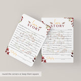 Printable love story game editable template floral by LittleSizzle