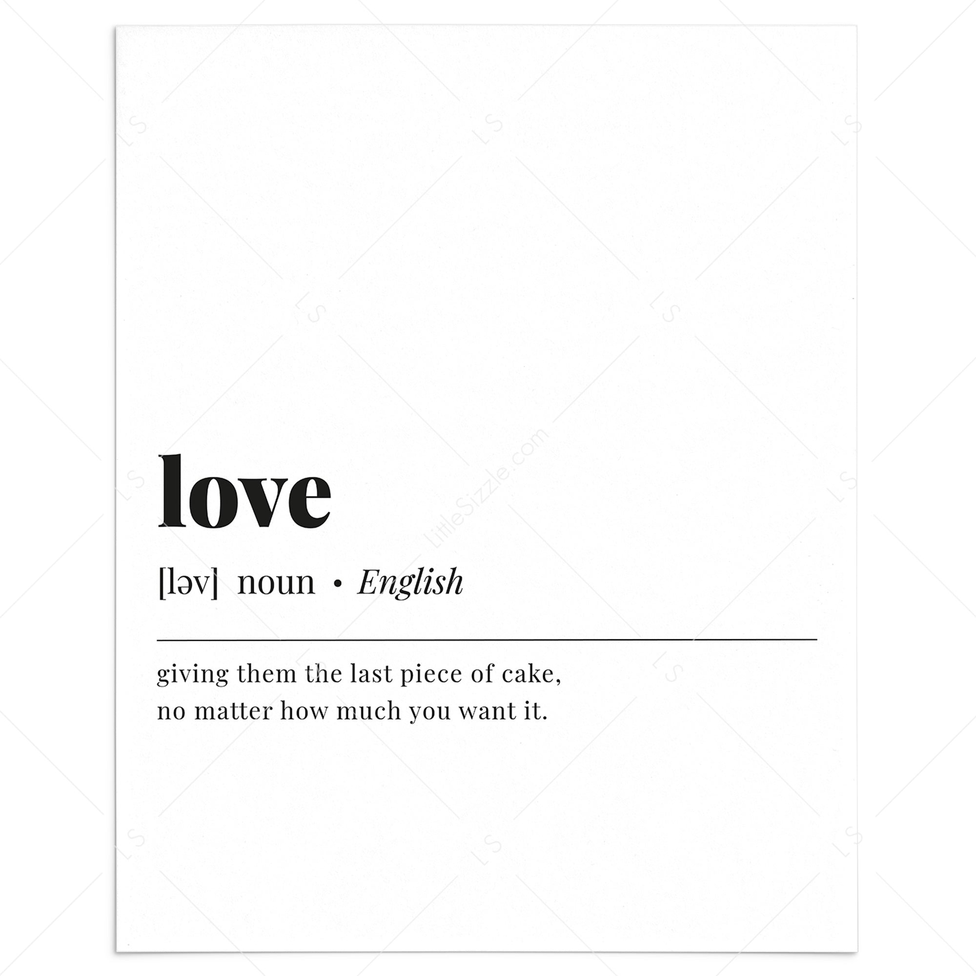 Love Definition Printable Funny by LittleSizzle