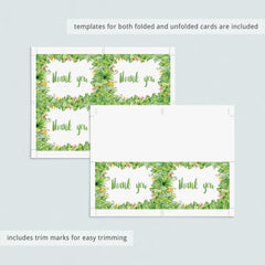 Printable flat thank you card green leaves by LittleSizzle