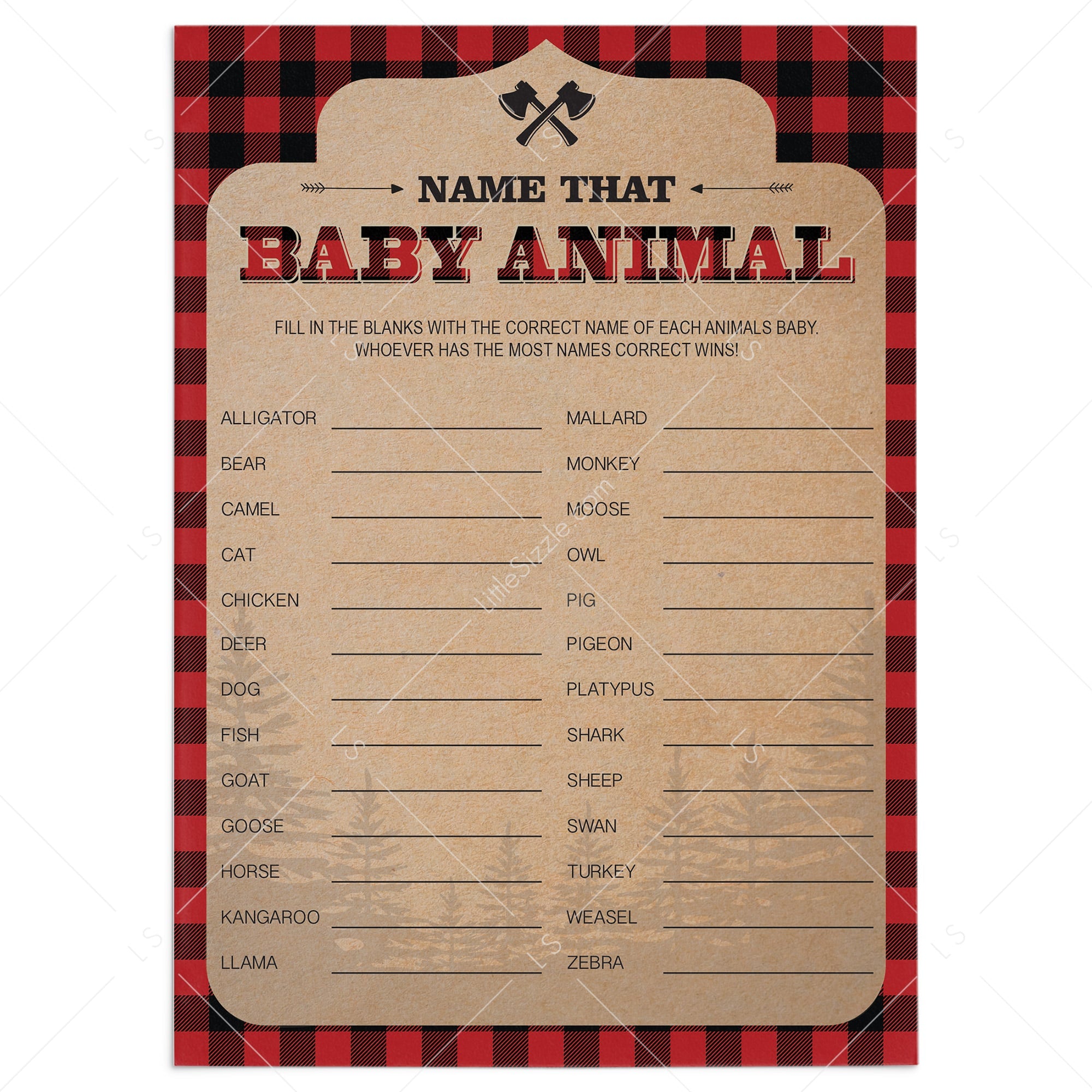 Name that baby animal game for rustic baby shower by LittleSizzle