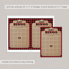 Buffalo Plaid Baby Bingo Cards Prefilled, Blank and Template