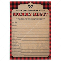Buffalo Plaid Baby Shower Mommy Quiz Printable by LittleSizzle