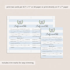 Baby game mad libs printable with watercolor elephant by LittleSizzle