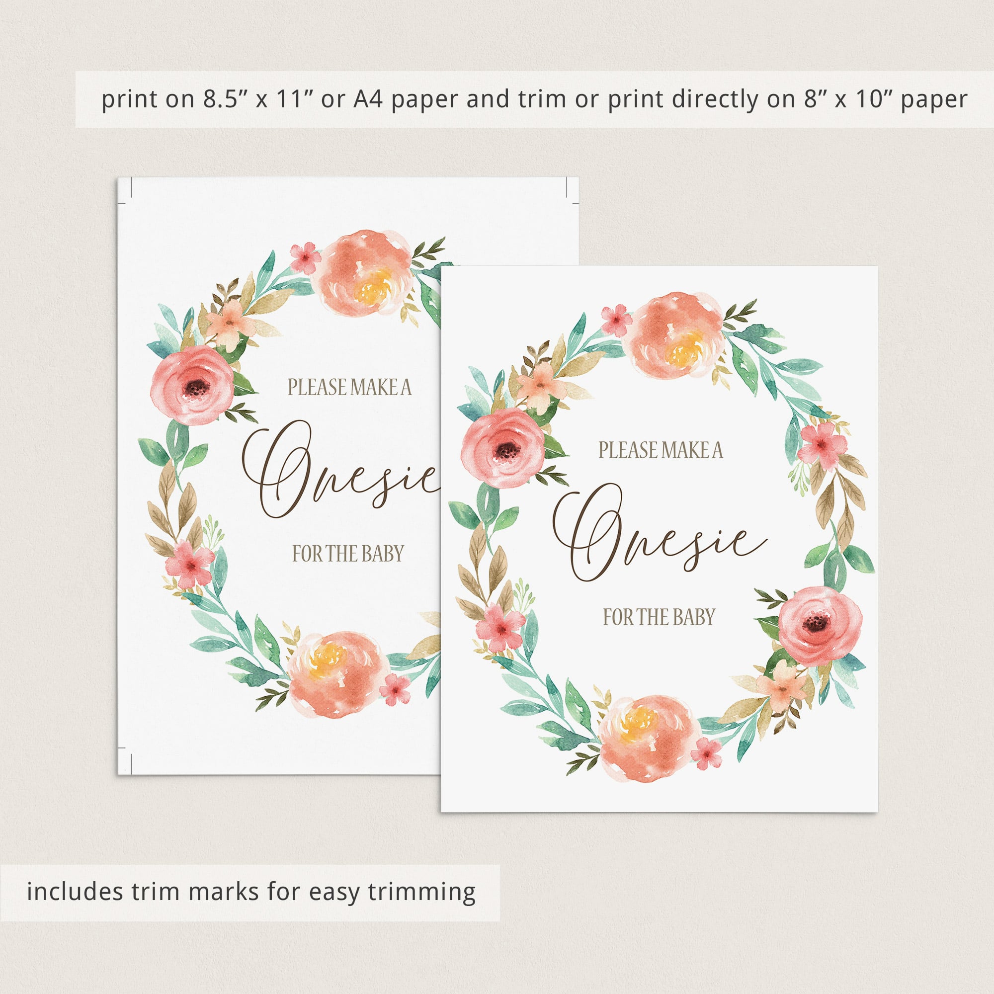 Floral baby shower decorate a onesie station sign by LittleSizzle
