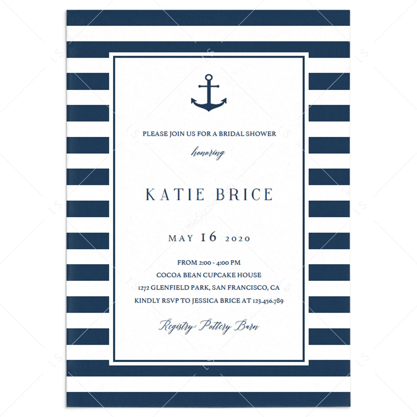 Nautical Bridal Shower invitations, games and decorations Printables – LittleSizzle