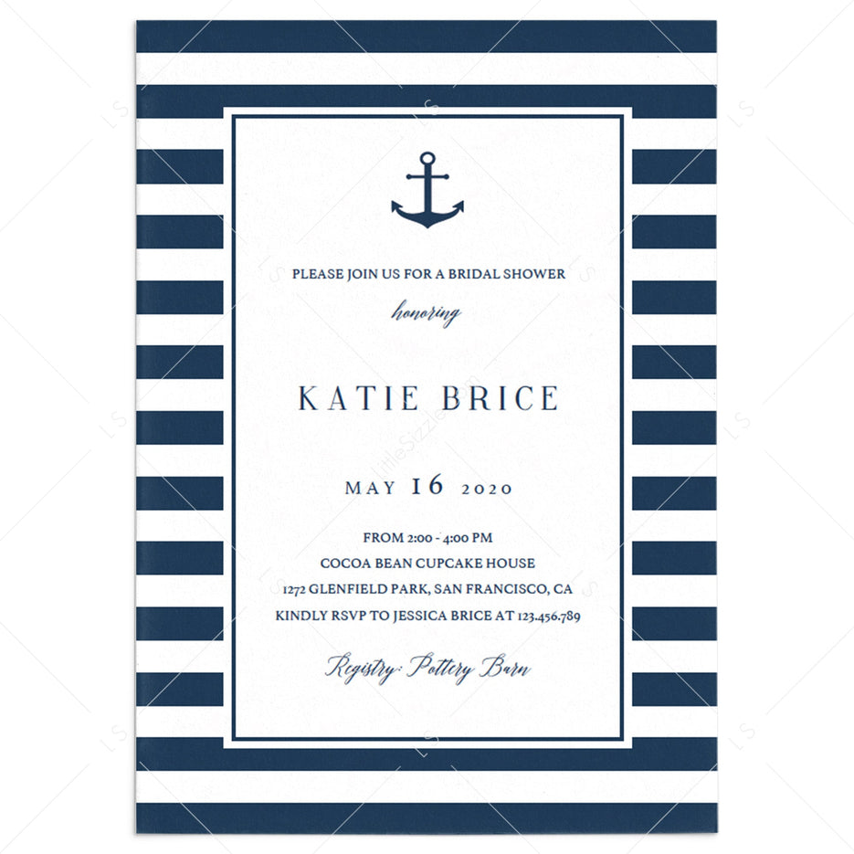 Printable Nautical Bridal Shower Invitations