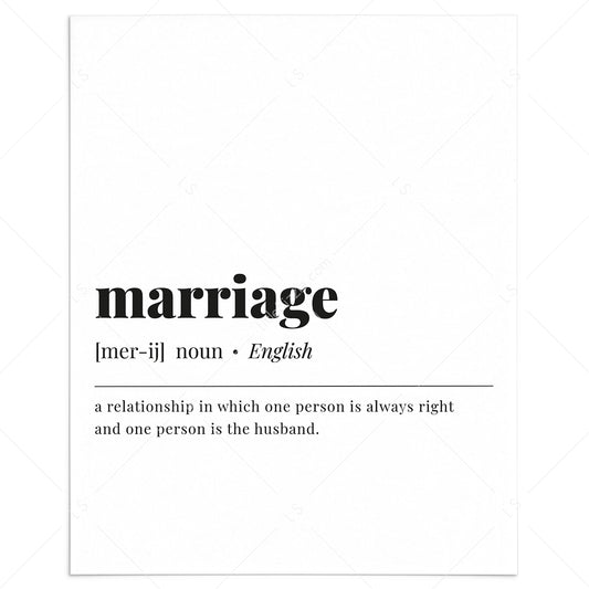 Marriage Definition Print Instant Download by LittleSizzle