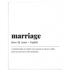 Marriage Definition Print Instant Download by LittleSizzle