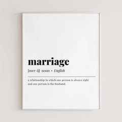 Marriage Definition Print Instant Download by LittleSizzle