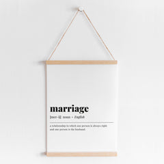 Marriage Definition Print Instant Download